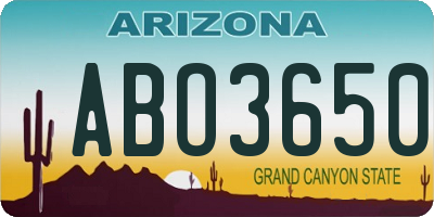 AZ license plate ABO3650