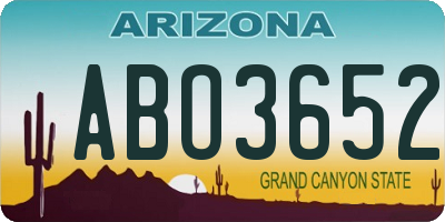 AZ license plate ABO3652