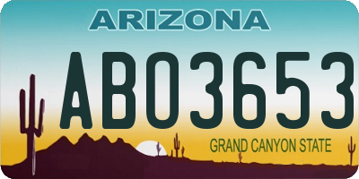 AZ license plate ABO3653