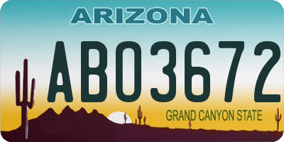 AZ license plate ABO3672