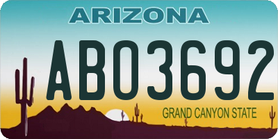 AZ license plate ABO3692