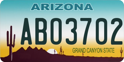 AZ license plate ABO3702