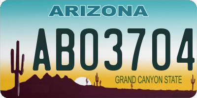 AZ license plate ABO3704