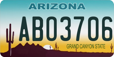 AZ license plate ABO3706