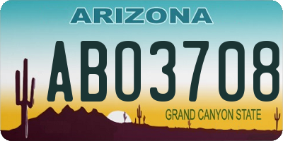 AZ license plate ABO3708
