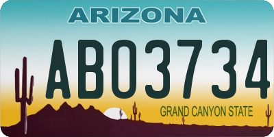 AZ license plate ABO3734