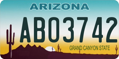 AZ license plate ABO3742