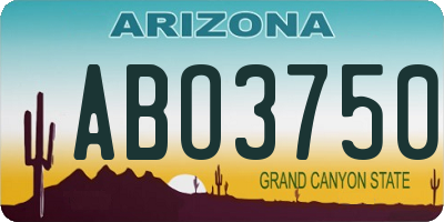 AZ license plate ABO3750