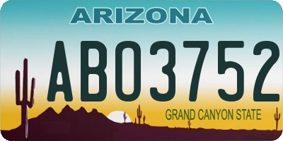 AZ license plate ABO3752