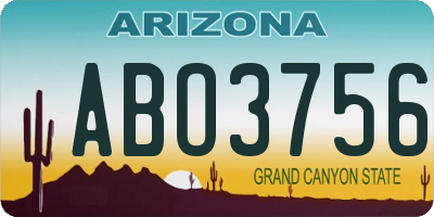AZ license plate ABO3756