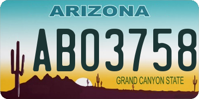 AZ license plate ABO3758