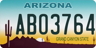 AZ license plate ABO3764