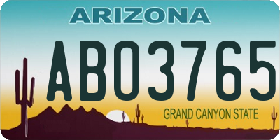 AZ license plate ABO3765