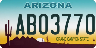 AZ license plate ABO3770