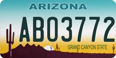 AZ license plate ABO3772