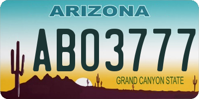 AZ license plate ABO3777