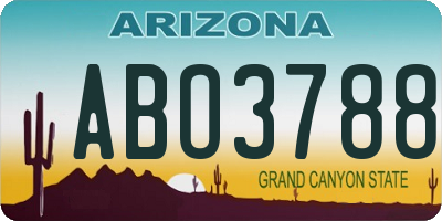AZ license plate ABO3788