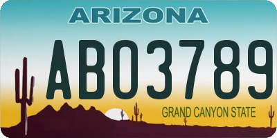 AZ license plate ABO3789