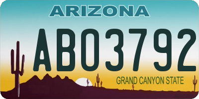 AZ license plate ABO3792