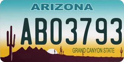 AZ license plate ABO3793