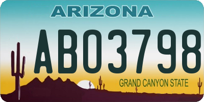 AZ license plate ABO3798