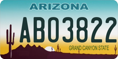 AZ license plate ABO3822