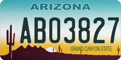 AZ license plate ABO3827