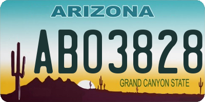 AZ license plate ABO3828