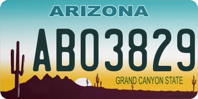 AZ license plate ABO3829