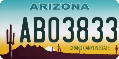 AZ license plate ABO3833
