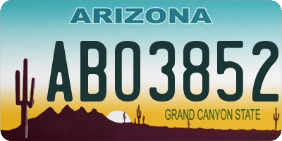 AZ license plate ABO3852