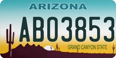 AZ license plate ABO3853