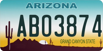 AZ license plate ABO3874
