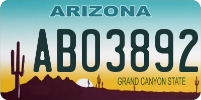 AZ license plate ABO3892