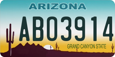 AZ license plate ABO3914