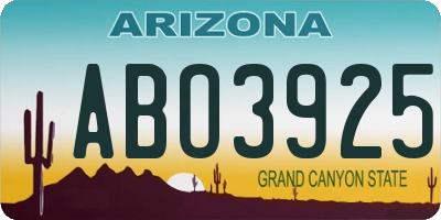 AZ license plate ABO3925