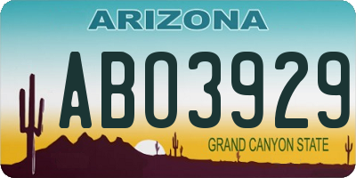 AZ license plate ABO3929