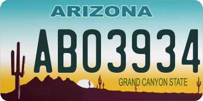 AZ license plate ABO3934