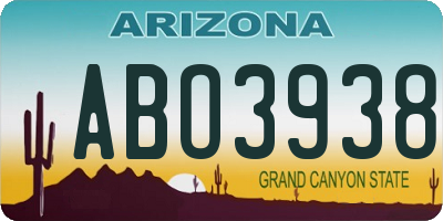 AZ license plate ABO3938
