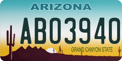 AZ license plate ABO3940