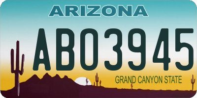 AZ license plate ABO3945