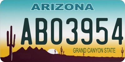 AZ license plate ABO3954