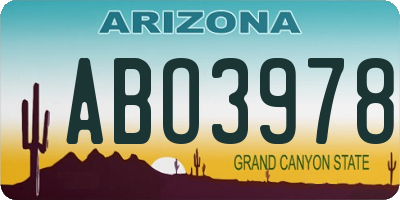 AZ license plate ABO3978