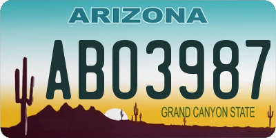 AZ license plate ABO3987