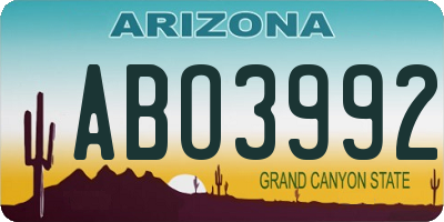 AZ license plate ABO3992