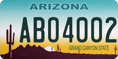 AZ license plate ABO4002
