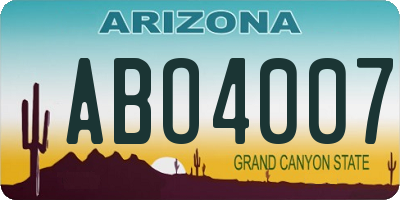 AZ license plate ABO4007