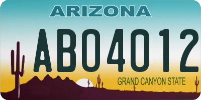 AZ license plate ABO4012