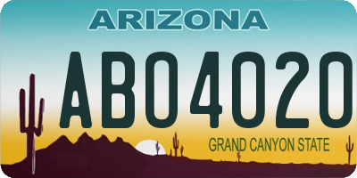 AZ license plate ABO4020