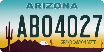 AZ license plate ABO4027